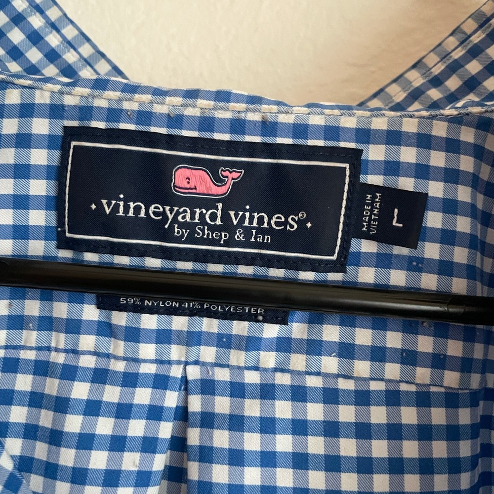 Blue Checkered Button Down Vineyard Vines - image 8